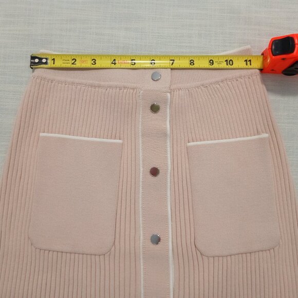 Maje Women's Ribbed Beige Mini Skirt Knit Stylish Classy Chic Timeless Size 1/S - Picture 5 of 9